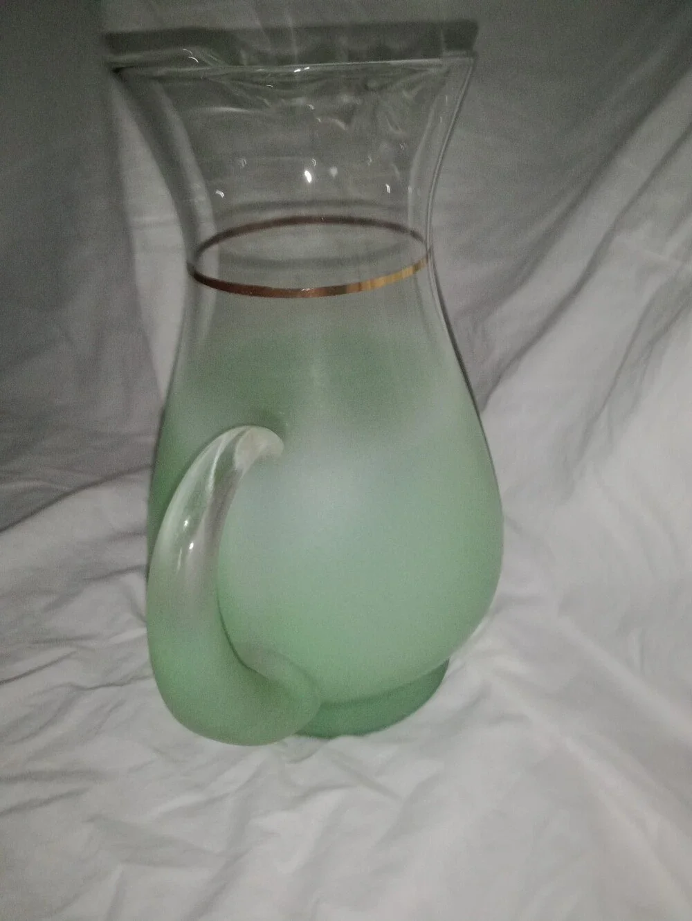 Vintage Blendo Seafoam Green Glass Pitcher 10 1/8